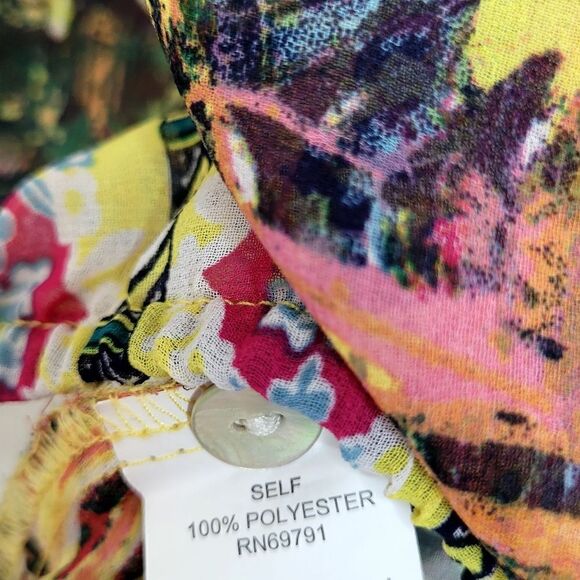 Anthropologie Fig and Flower Tropical Sheer Blouse Size Medium - Picture 7 of 11